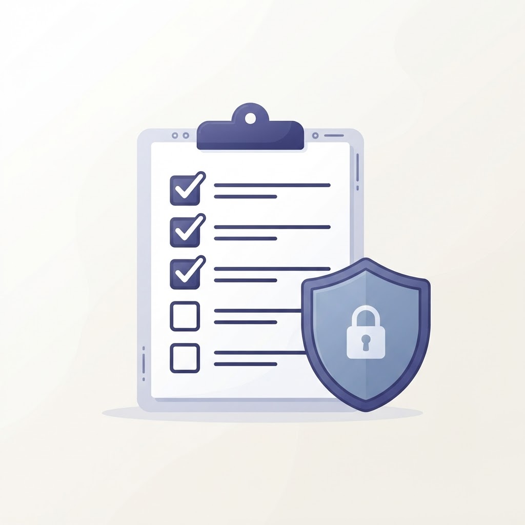Checklist and shield representing consent and privacy
